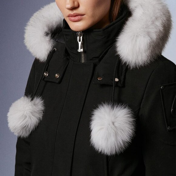 Moose Knuckles Black Parka With White Fox Fur NWT - Picture 9 of 14